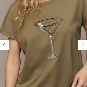 Maeve Olive Green Sequin Martini Top
